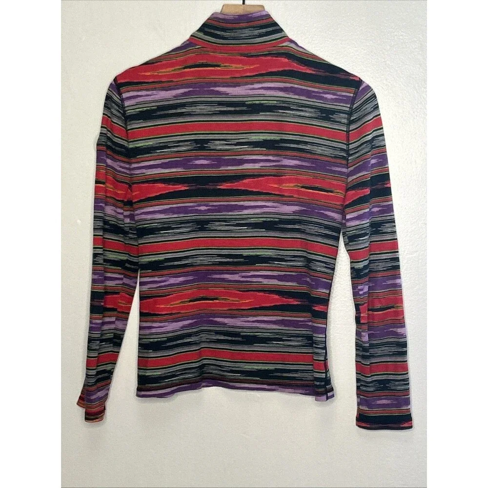 Ralph Lauren Active Womans Medium 1/4 Zip Multicolor 100% Cotton Athleisure Golf